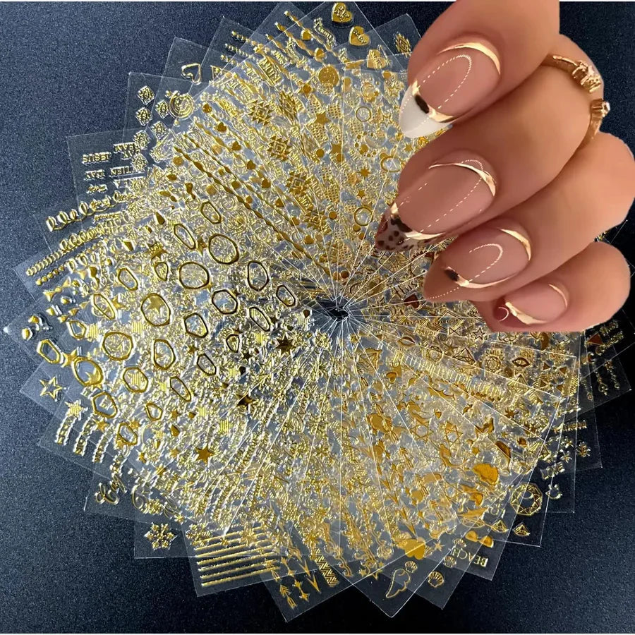 30PCS Nail Stickers, 3D Self-Adhesive Nail Decals