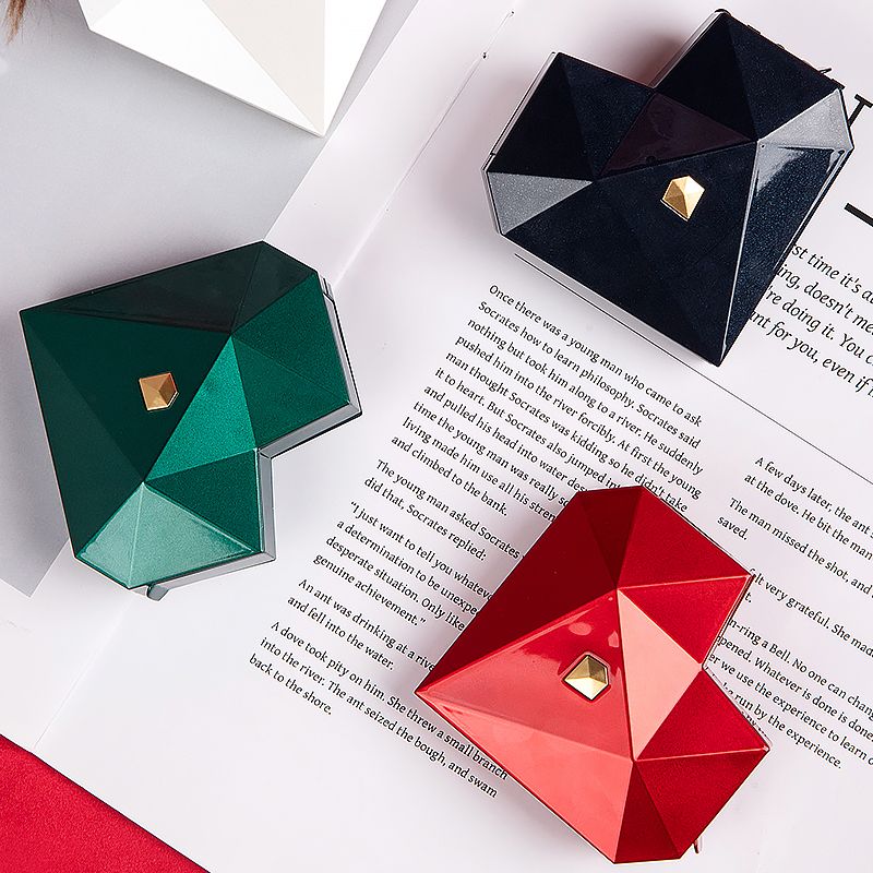 Diamond Heart-shaped Ring Gift Box For Wedding Proposal
