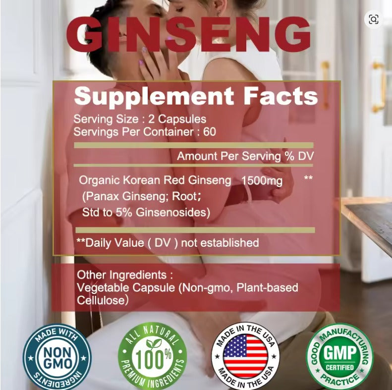 Ginseng Root Extract Powder - Promotes Male Energy, Focus, and Vitality