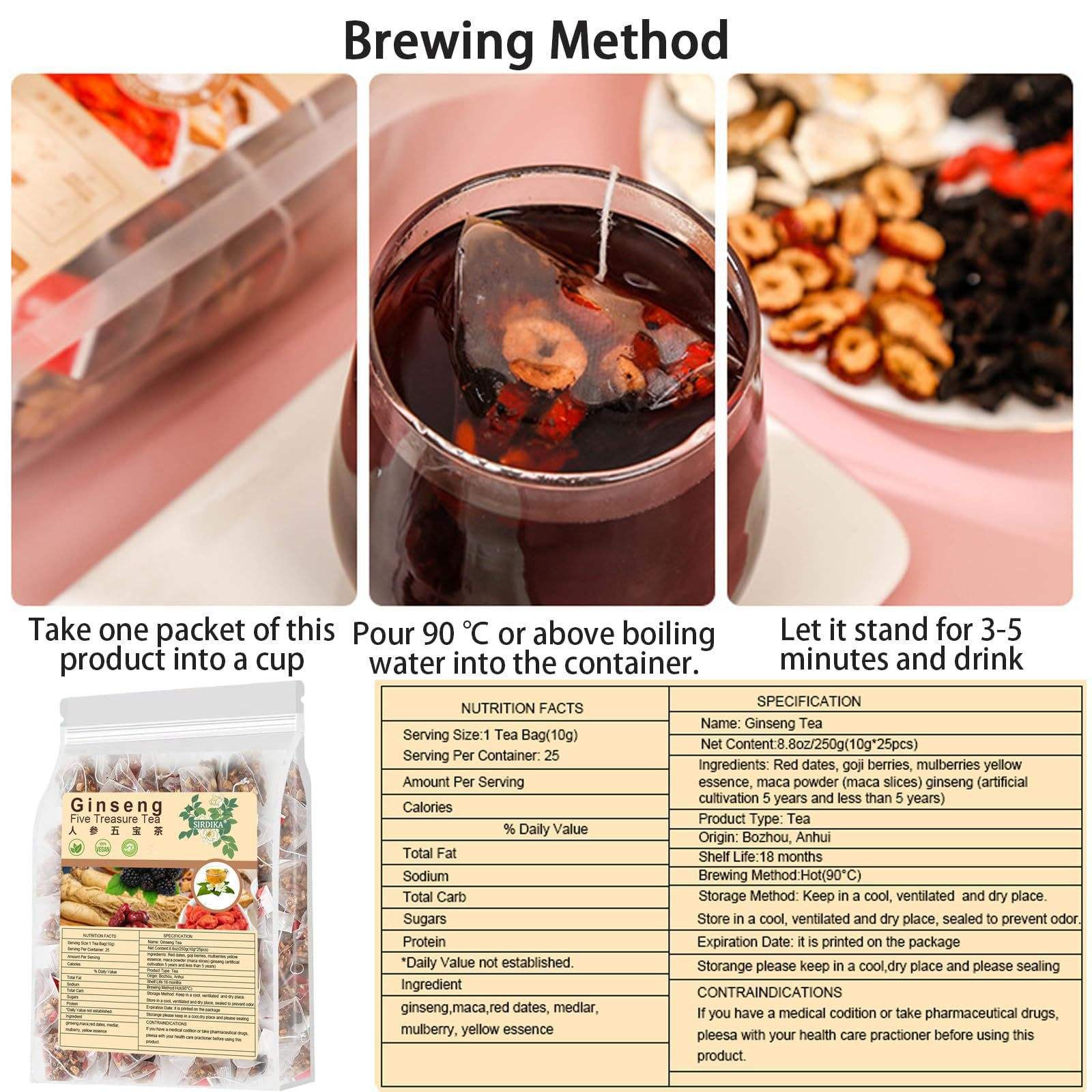 Natural Black Maca Men's Energy Tea with Ginseng